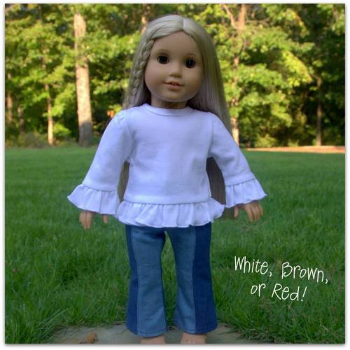Blank 18 inch Doll Long Sleeved Ruffle Tee Shirt