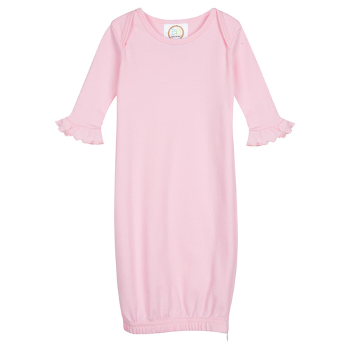 Blank Girl's Long Sleeve Ruffle Infant Gown with Hidden Zipper