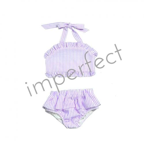 IMPERFECT  Blank Seersucker Ruffle Bikini