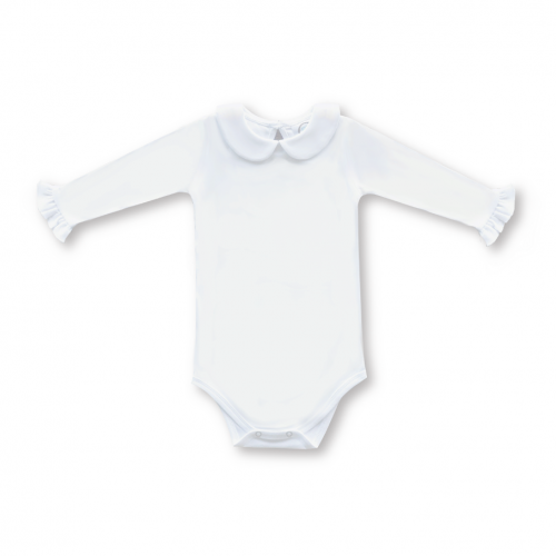 Blank Girl's Long Sleeve Peter Pan Collar Infant Bodysuit